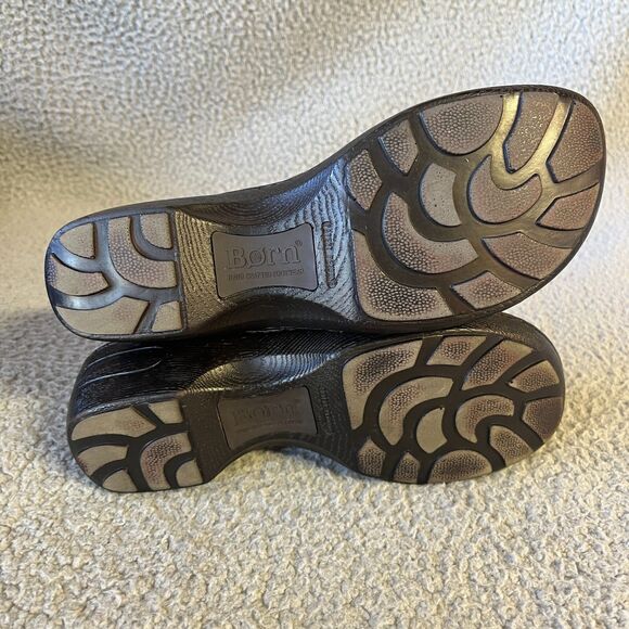 Born Leather Womens Shoes 8  Brown Mules Slip On Casual Wedge Heel - Picture 10 of 10